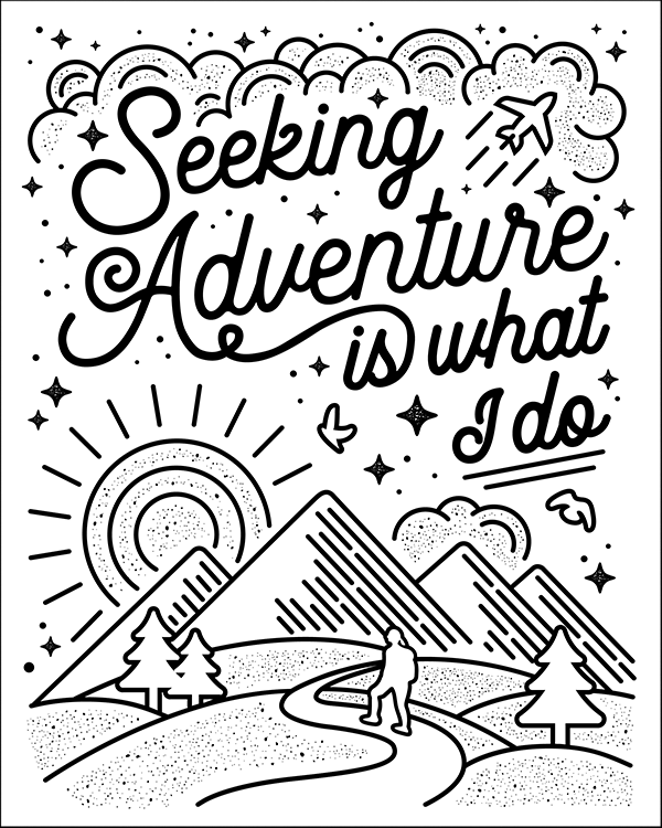 adventure seeker monoline illustration art