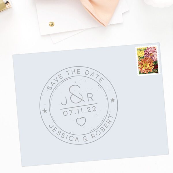premade wedding stamp logo design