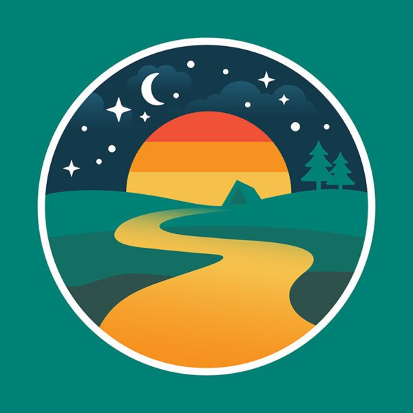 moonlight camping sticker