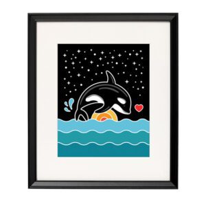 orca breaching art digital print